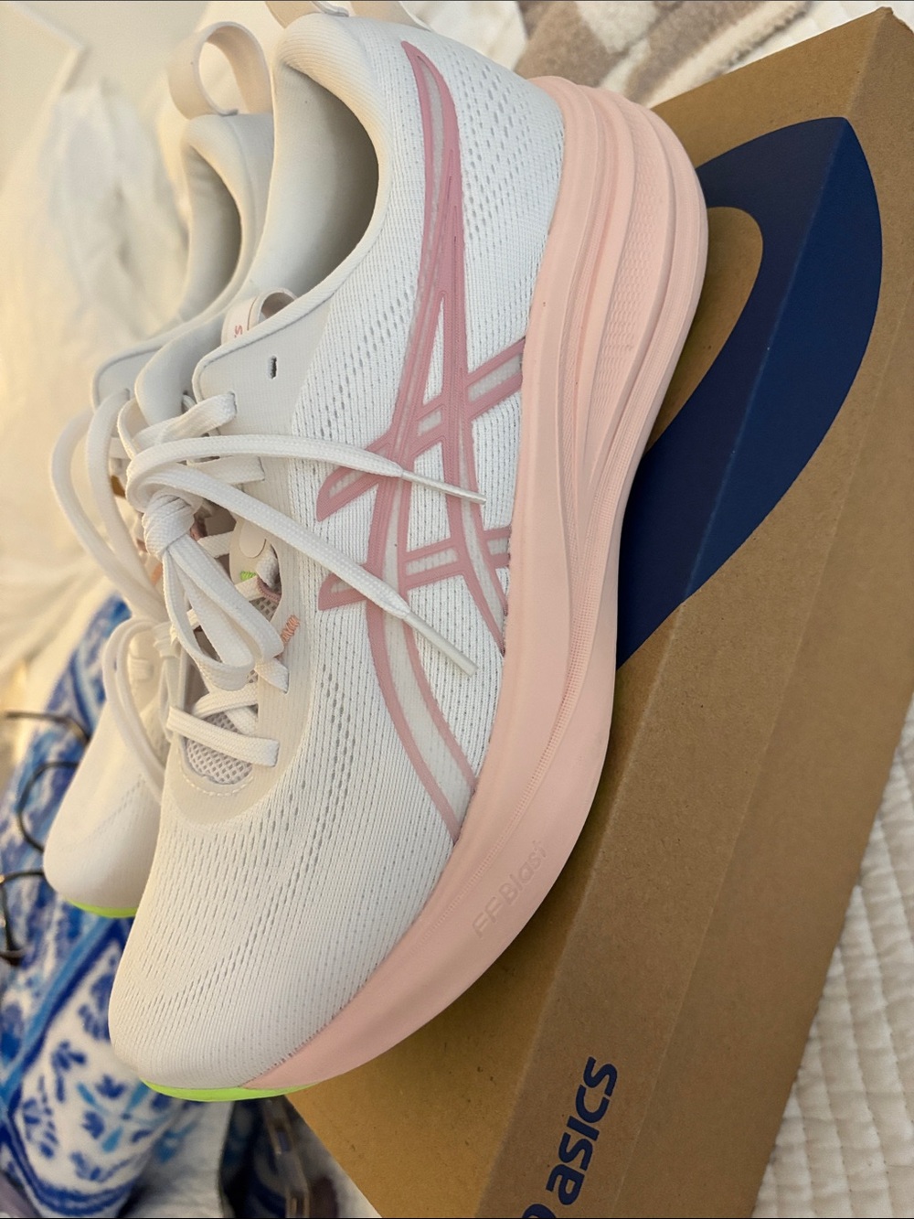 Asics Women's White Running Shoes with Soft Pink Accents - Picture 5 of 8